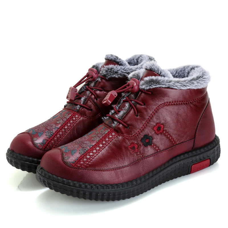 🔥50% отстъпка + Безплатна доставка🔥【35-40】Дамски боти до глезена от естествена кожа, неплъзгащи се и изолирани,