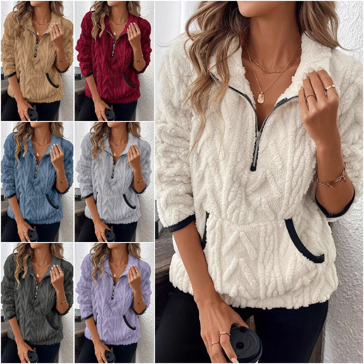 【🔥Nova vroča razprodaja🔥50 % popust】【S-3XL】🎀🎀Jesensko-zimska nova evropska kratka jopa s polovično zadrgo za leto 2025