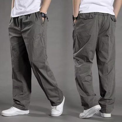 😎👖【Oferta specjalna🔥】【50-130kg】Nowe męskie spodnie bawełniane o luźnym kroju i wygodnym kroju, bardzo duże i szerokie, proste nogawki, luźne i swobodne