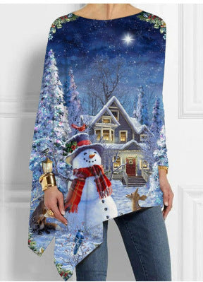 ❄️🎅【S-5XL】Nové podzimní a zimní dámské volné topy s retro potiskem pro rok 2025