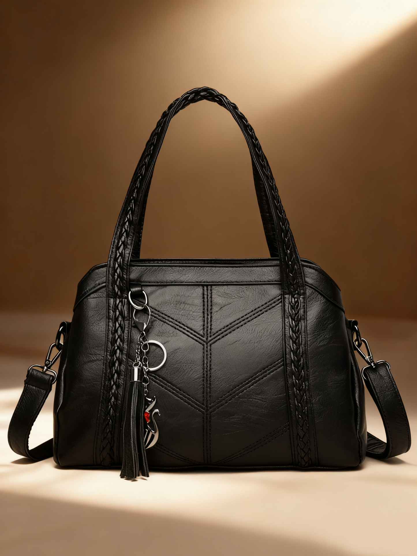 👜💟【50% отстъпка】Мека кожена чанта, дамска чанта, голям капацитет, три отделения, водоустойчива и устойчива на надраскване