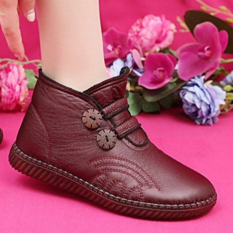 💥【50% sleva】【35-40】Dámská kožená, bavlněná, protiskluzová, ručně vyráběná obuv na podzim a zimu