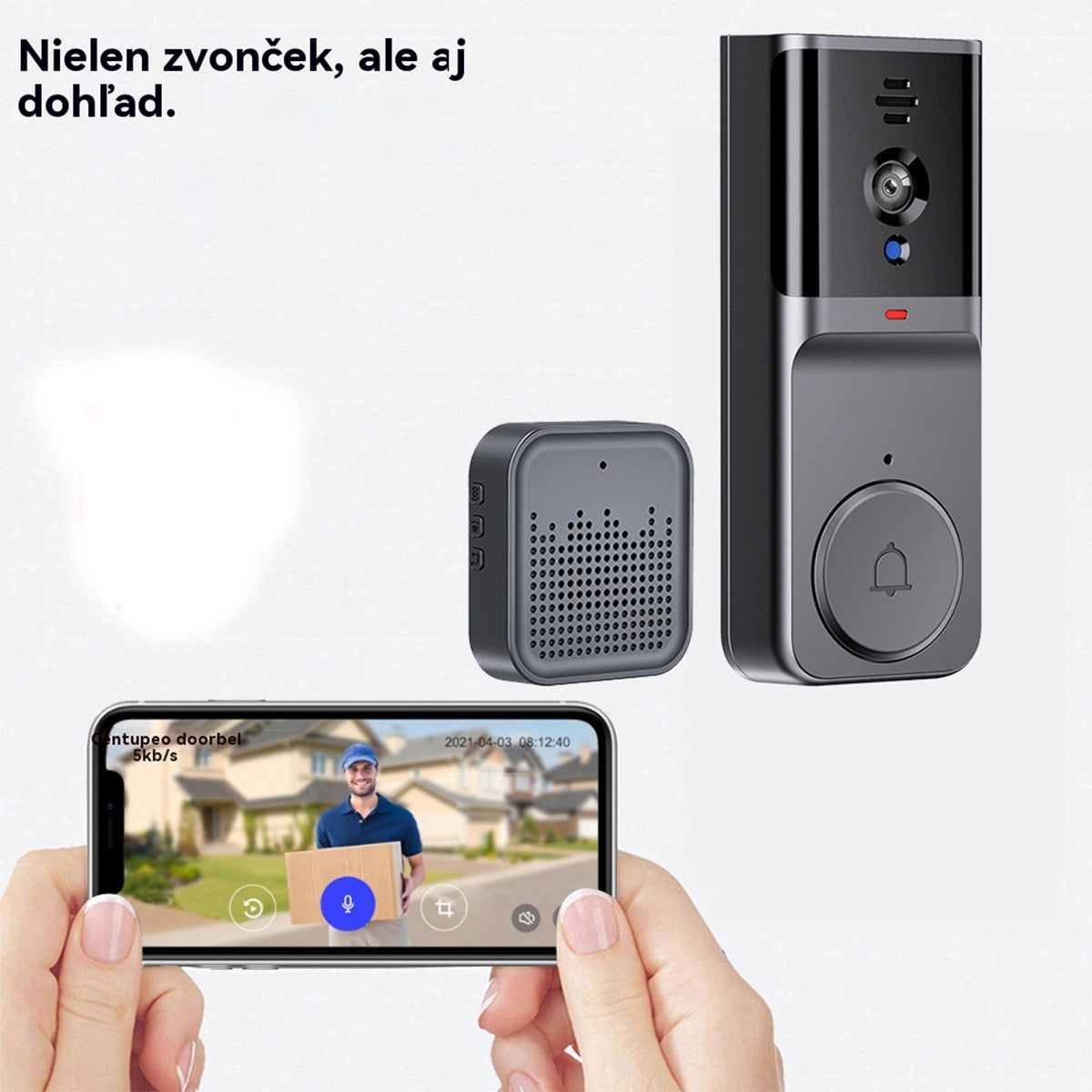 50%OFF🔥Bezdrôtová zvončeková kamera: 1080P HD, širokouhlý objektív 170°, 4,3-palcová obrazovka, vodotesnosť IPX65 do exteriéru, funkcia nočného videnia