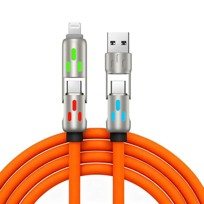 🔥 (2 m długości) 4-w-1 kabel do szybkiego ładowania PD 240 W – obsługuje szybkie ładowanie USB-C, Lightning i USB-A; wykonany ze stopu aluminium i silikonu; obsługuje synchronizację danych ⚡📱