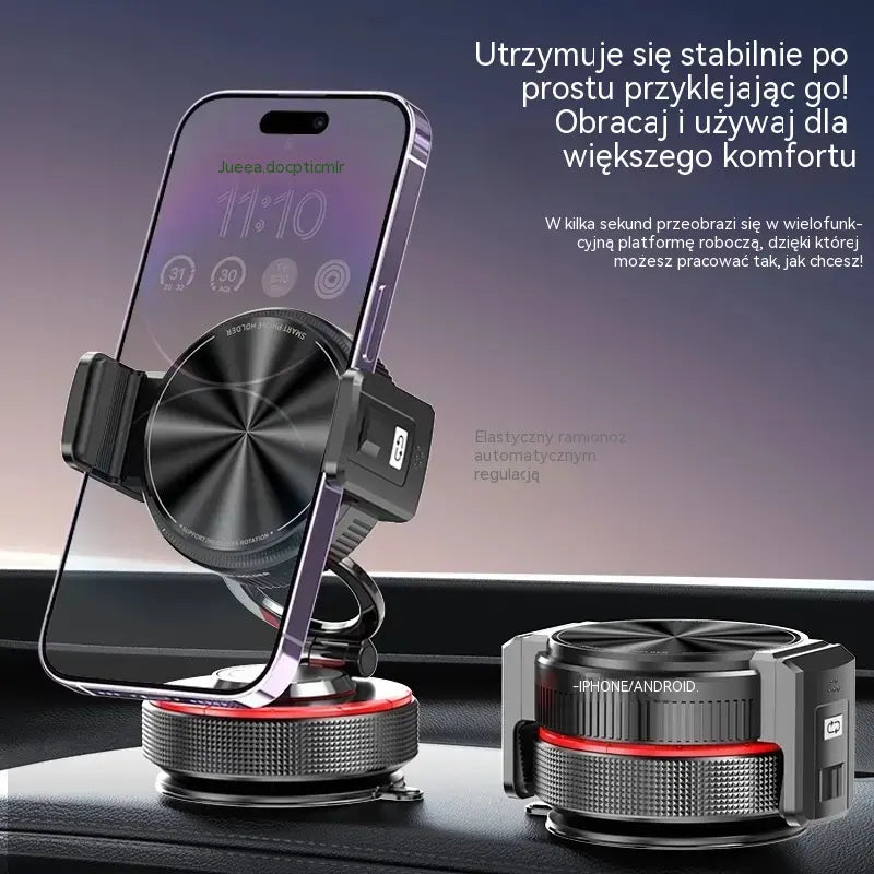 📱 50% taniej! Uchwyt samochodowy na telefon z przyssawką, siłą magnesu 20 N, teleskopowym ramieniem i obrotem 360°. Stabilny i składany! ✨🚗