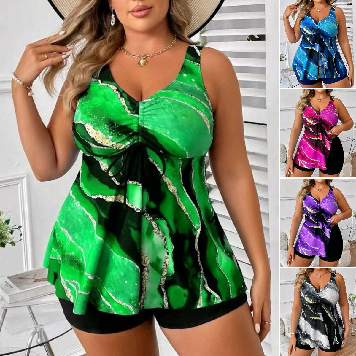 🏖️👙🌴【S-5XL】Елегантен бански с щампа в големи размери