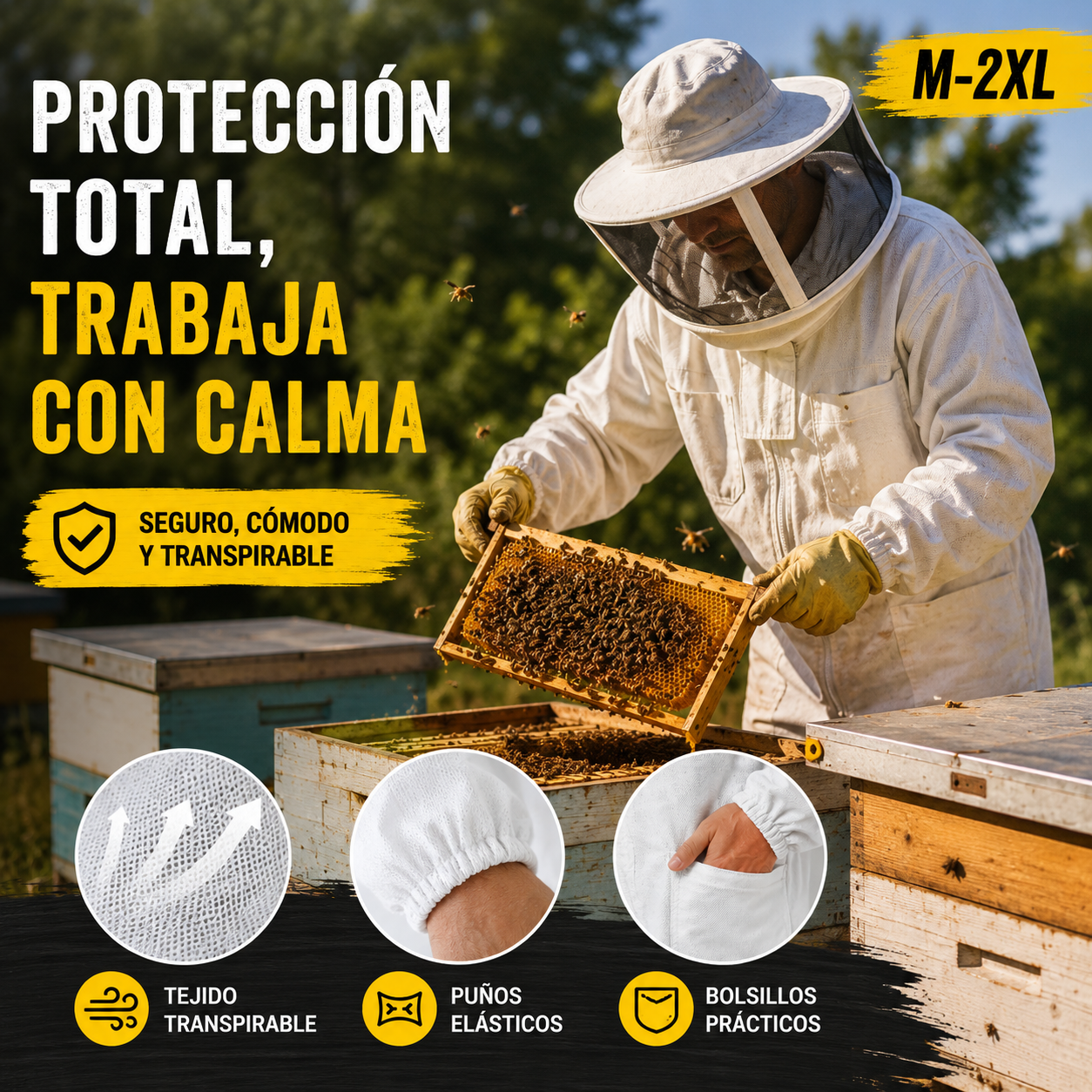 【M-2XL】🐝Mono de abeja confeccionado en malla de algodón 3D✅️Pago contra entrega