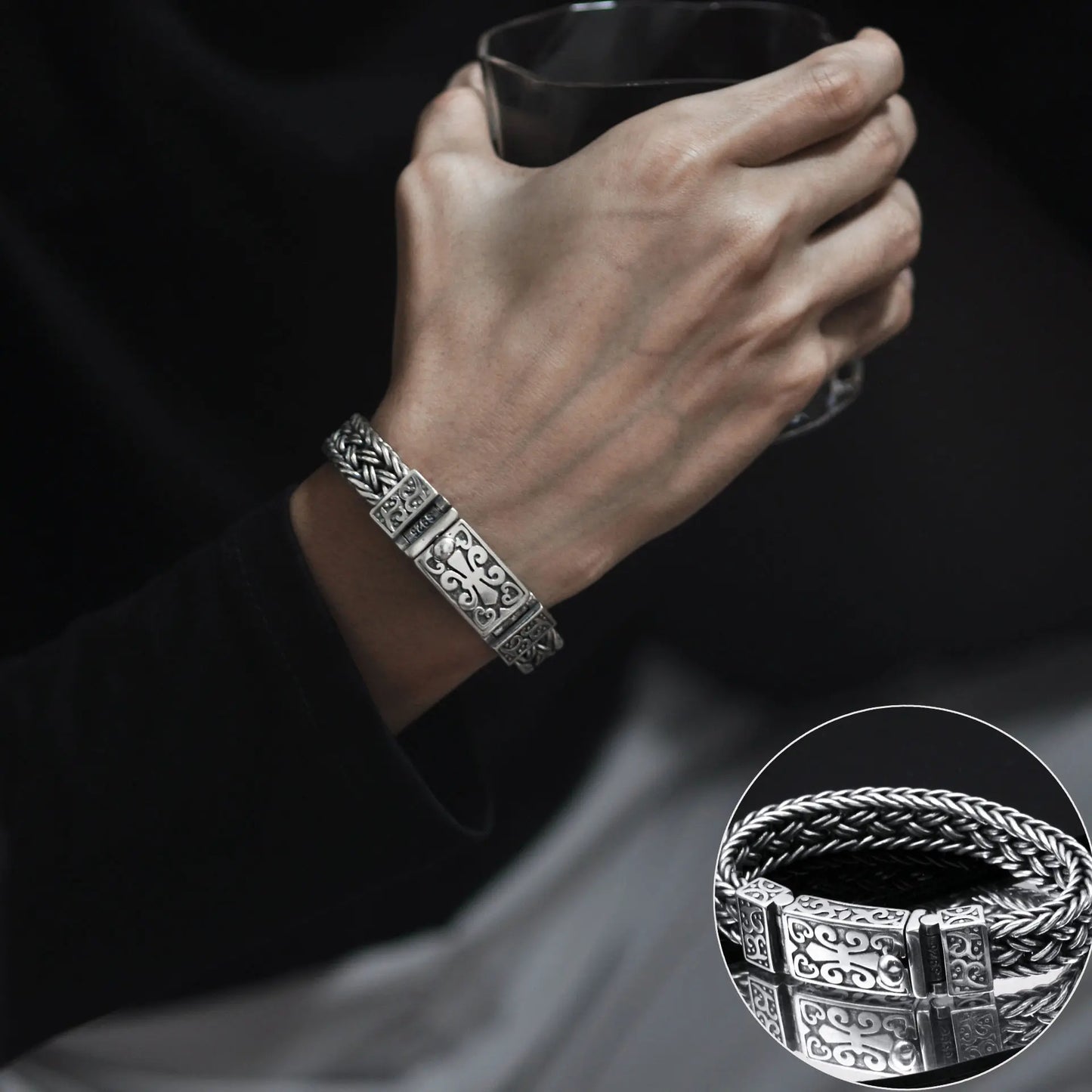 🔥【Rabat 50%】✨✨Srebrna bransoletka 925 dla mężczyzn