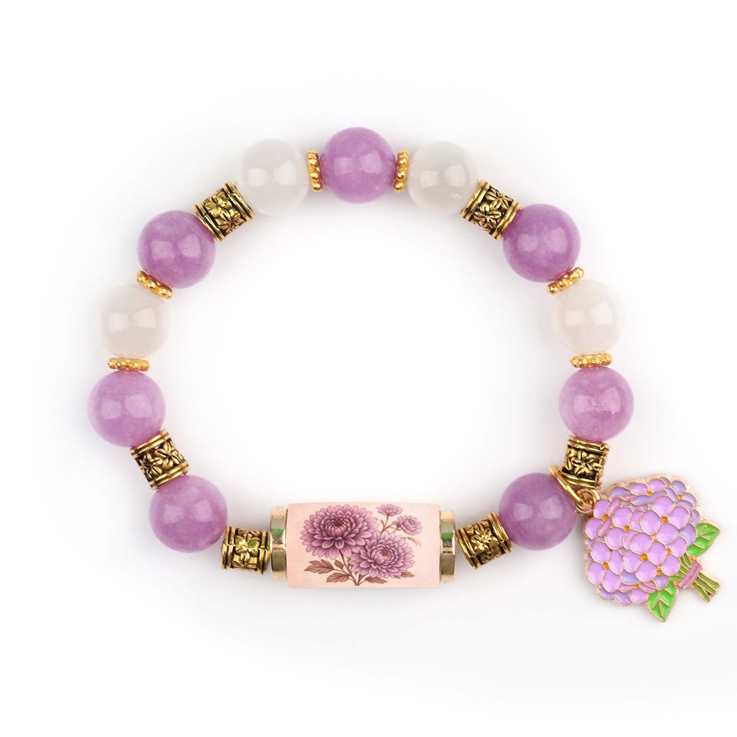 🔥【Kup 1, a 1 dostaniesz gratis】🎁✨Bransoletka urodzinowa z kwiatami na grudzień z zawieszką z róży w kształcie kropli oleju i bransoletką z chalcedonu🌸