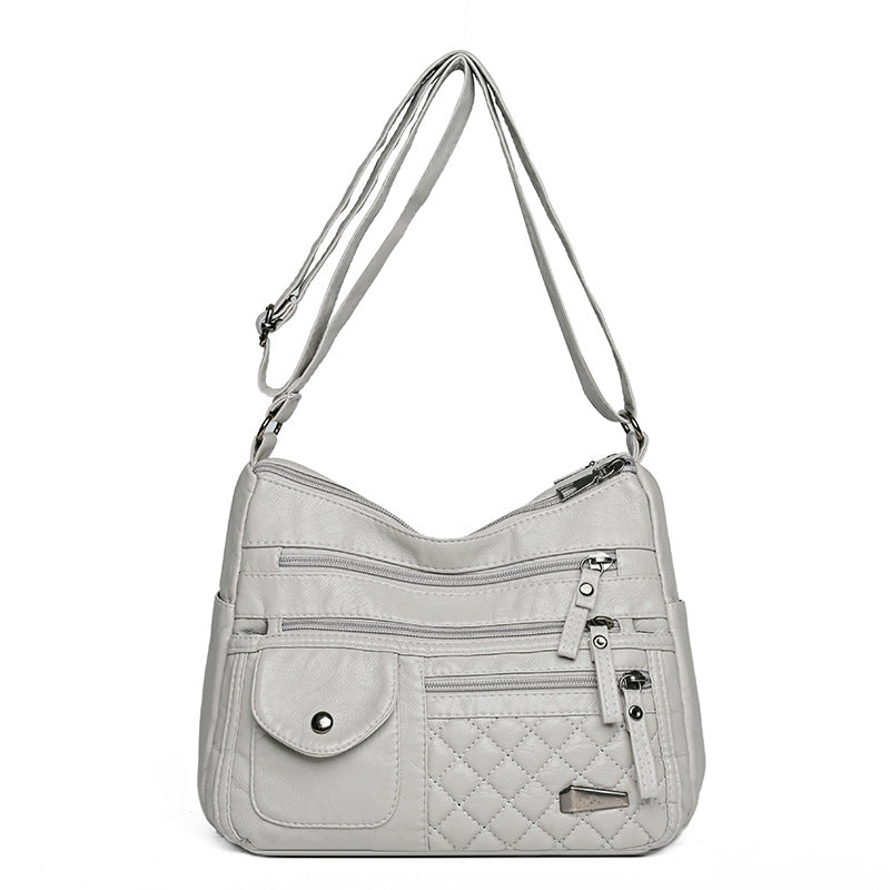 🔥【50% sleva】Dámská vícevrstvá velkokapacitní měkká kožená taška. Stylové a všestranné, lze nosit crossbody