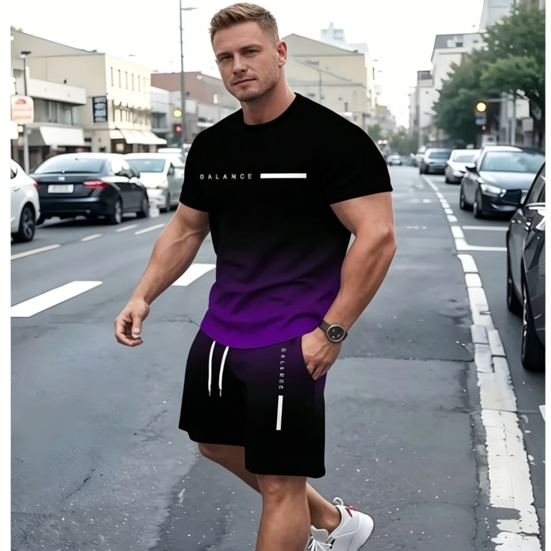 😍50% zniżki😍【M-5XL】👖2026 Nowy męski modny wielokolorowy komplet letni z czystej bawełny z krótkim rękawem