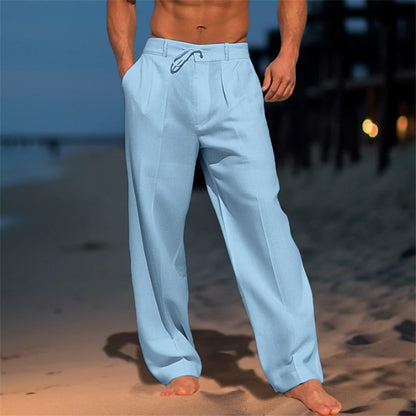🏖️👖 【Poletna razprodaja - 50% 🔥】【S-3XL】😍 Moške lanene ohlapne hlače velikih velikosti, udobne in zračne, idealne za vsak dan in počitnice