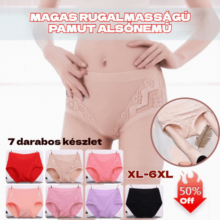 【7 kusů】【115 kg】 Dámské spodní prádlo s vysokým pasem z čisté bavlny