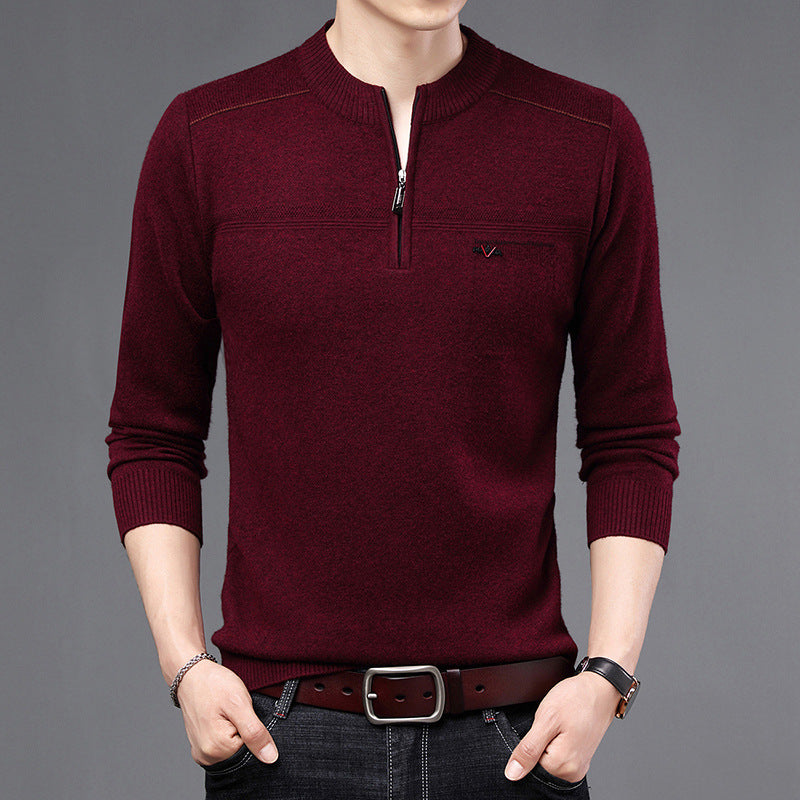 🔥【Есенни промоции 50% отстъпка】🌟Зимен удебелен мъжки топъл плетен вълнен пуловер 2025, пуловер с цип и кръгло деколте, свободен и ежедневен✅【55-120 кг】