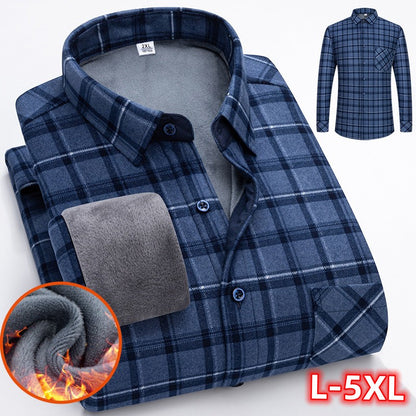 🔥Зимна разпродажба - 50% отстъпка👔Есенно-зимна топла бизнес риза с дълъг ръкав