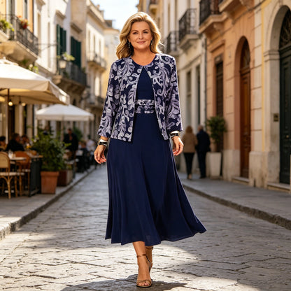 💖【S-3XL】Nowa sukienka bez rękawów + krótka kurtka z nadrukiem, modny damski zestaw na co dzień