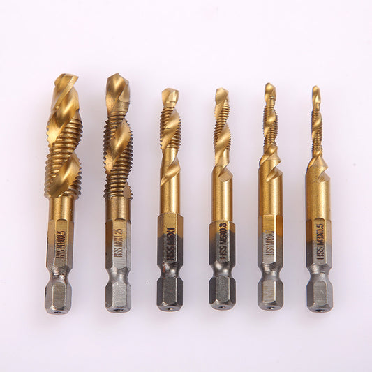 [Paket 6 kosov] Navojni sveder iz hitroreznega jekla s šesterokotnim steblom, tri v enem, kompozitni