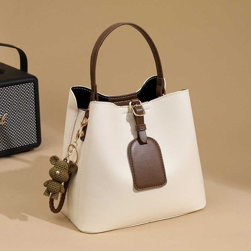 Ženska bež in rjava torba z več predelki, primerna za vsakodnevno uporabo, priložnostne priložnosti in poslovne priložnosti - Tote Bag，Priložen ljubki obesek za ključe