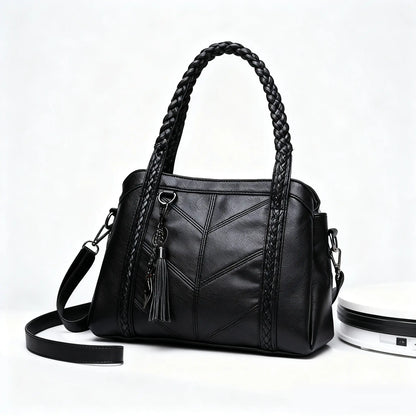 👜💟【50% ZNIŻKI】Torba z miękkiej skóry, torebka, duża pojemność, trzy przegrody, wodoodporna i odporna na zarysowania