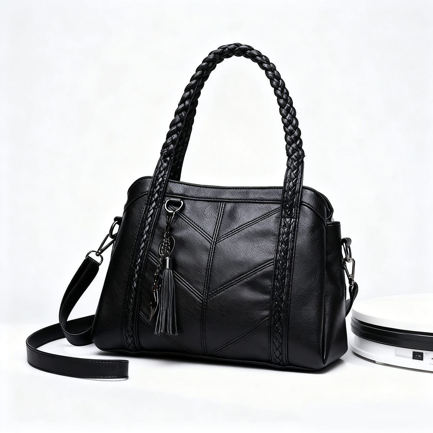 👜💟【50% POPUST】Mehka usnjena torba, ročna torba, velika prostornina, trije predali, vodoodporna in odporna proti praskam