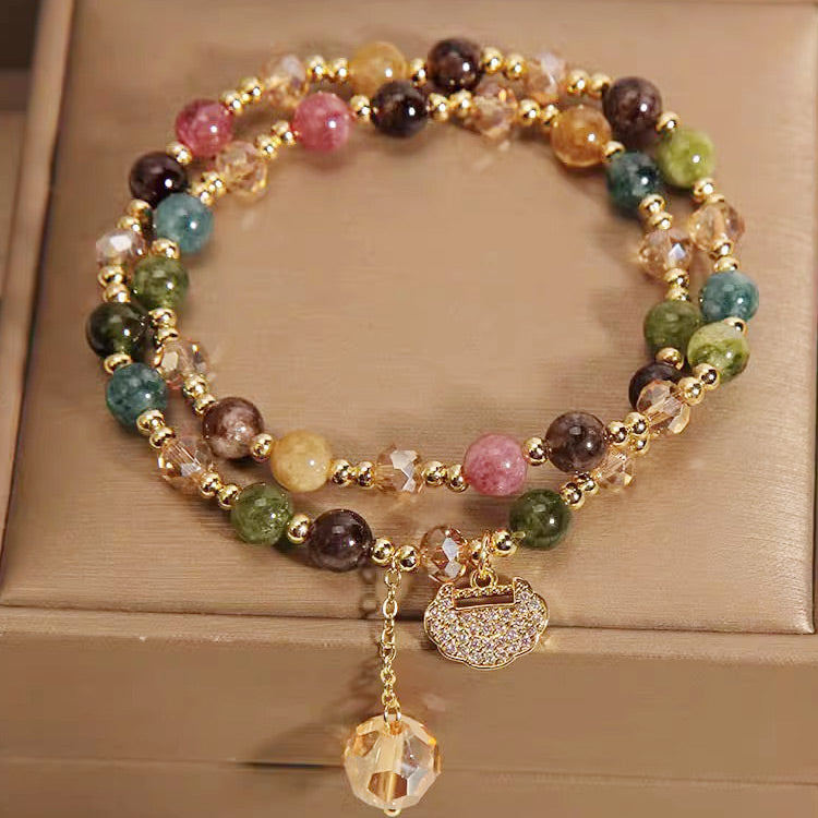 ✨Оферта за ограничено време🎁 – Цветна турмалинова гривна за късмет💎🍀 – Носи ви късмет и богатство✨