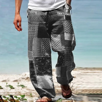 ✨👖【10 barev🌈】【S-6XL】😍 Pánské úzké kalhoty z bavlny a lnu ve větších velikostech, ležérní volný bohémský styl, kalhoty s širokým sedem