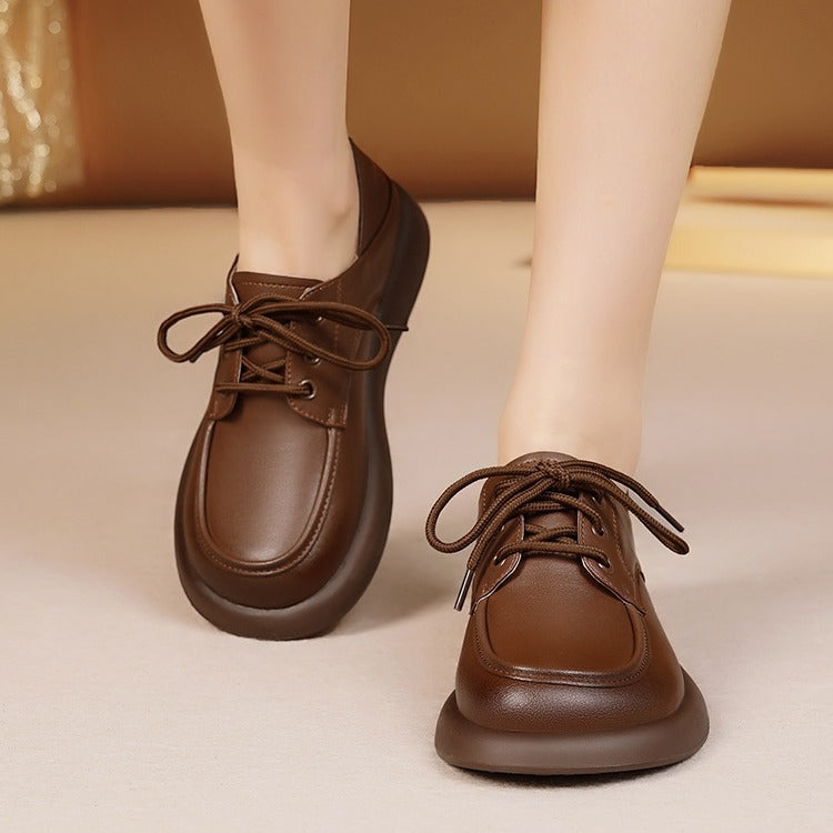 【50 % popust】【35-40】Visokokakovostni usnjeni čevlji za prosti čas z vezalkami in debelim podplatom