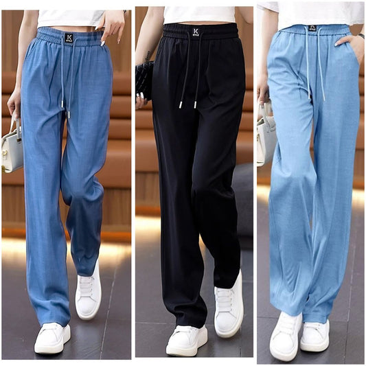 【🔥Vroča prodaja】❤️【Kupite enega in dobite enega brezplačnoS-3XL】Ice Silk Slim široke kavbojke z visokim pasom