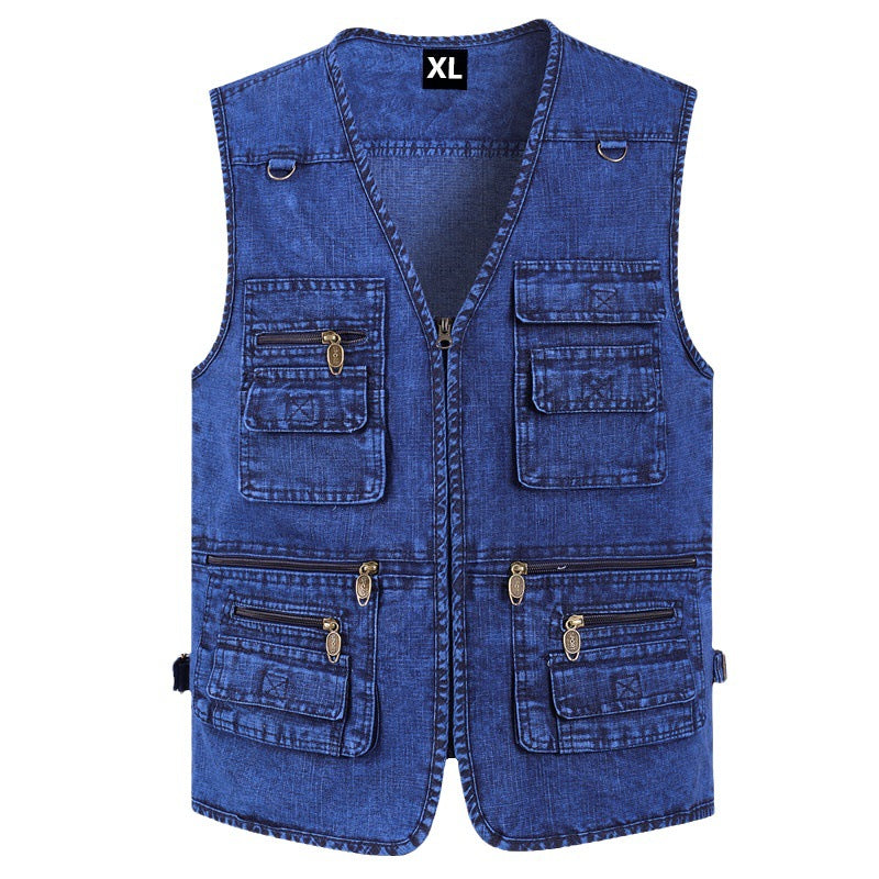 🔥 【Nowa kolekcja -50%】Męska kamizelka jeansowa z wieloma kieszeniami 【XL–7XL】 – trwała, oddychająca i wygodna
