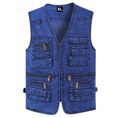 🔥 【Nowa kolekcja -50%】Męska kamizelka jeansowa z wieloma kieszeniami 【XL–7XL】 – trwała, oddychająca i wygodna
