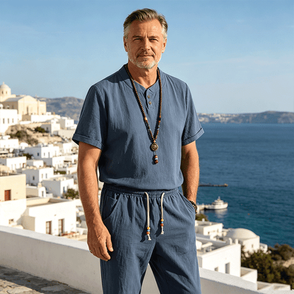 🔥【M-5XL】【Majica + hlače】Novi modni ležeran muški dvodijelni set, široki kroj✅Plaćanje pouzećem