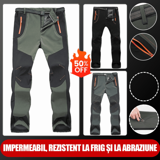 🔥Népszerű termék🔥【S-5XL】Férfi puha, vízálló, szélálló és légáteresztő túranadrág, meleg polárral bélelt kültéri sportnadrág