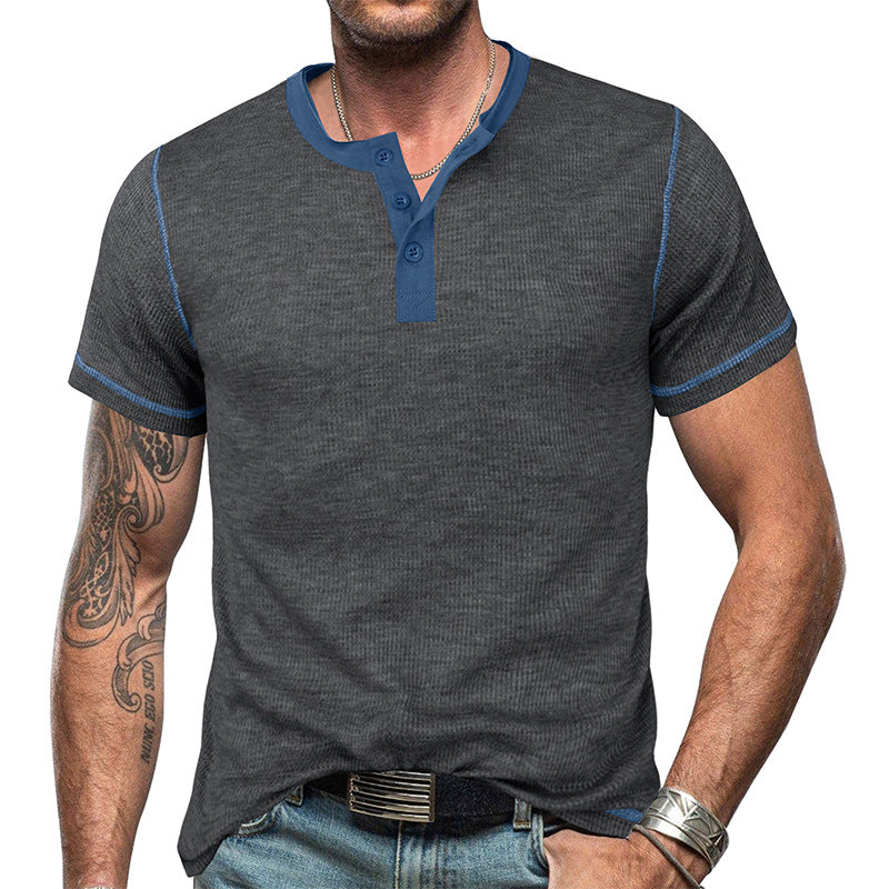 👕【50% sleva 🔥】【S–3XL】🌈 Letní pánská vintage košile s knoflíky, krátký rukáv, ve větších velikostech, s kontrastními barvami, dostupná v 10 barvách