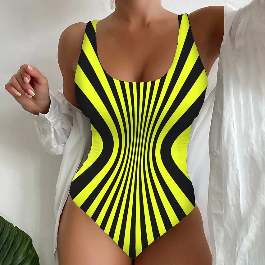 🥰【Sleva v rámci propagační akce 50%】🔥🔥【S~6XL】Pruhované jednodílné rychleschnoucí plavky