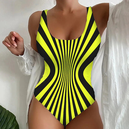 🔥👙🔥【40-120кг】Удобен, уникален дизайн на раиран бански ✅️Плащане при доставка