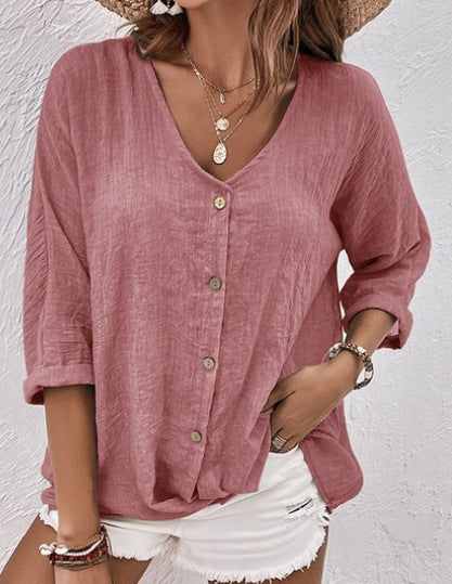 👚👚【50% zniżki】【S-3XL】Nowa koszula casualowa z dekoltem w serek 2025