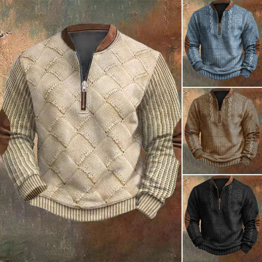 🔥【45% kedvezmény】【S-5XL】2025 őszi/téli új, 3D nyomtatott, félcipzáras férfi pulóver