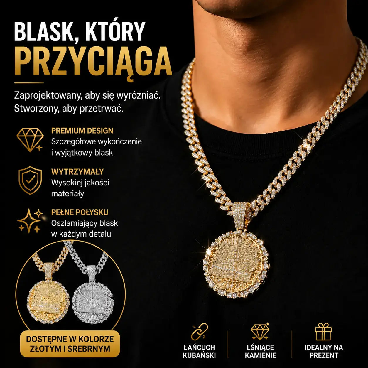 📢📢 50% zniżki! ✨ Brokatowy wisiorek z kubańskich ogniw | Natychmiast odśwież swój styl 💎