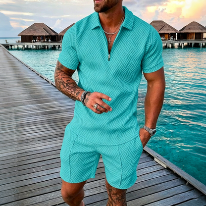 😎 50% zniżki🔥【Góra + Spodnie】 (40-130 kg) Męski codzienny zestaw polo z nadrukiem 3D i zamkiem błyskawicznym ✅️Płatność przy odbiorze