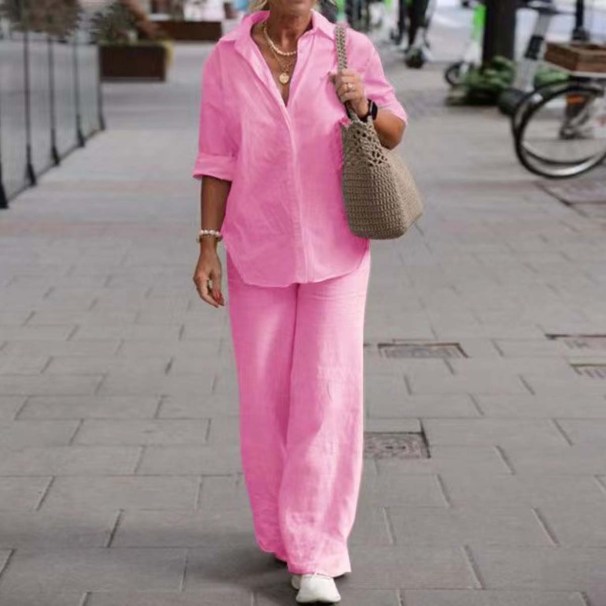 🔥【S-5XL】Dámské ležérní soupravy 2026 - oversized košile a široké kalhoty