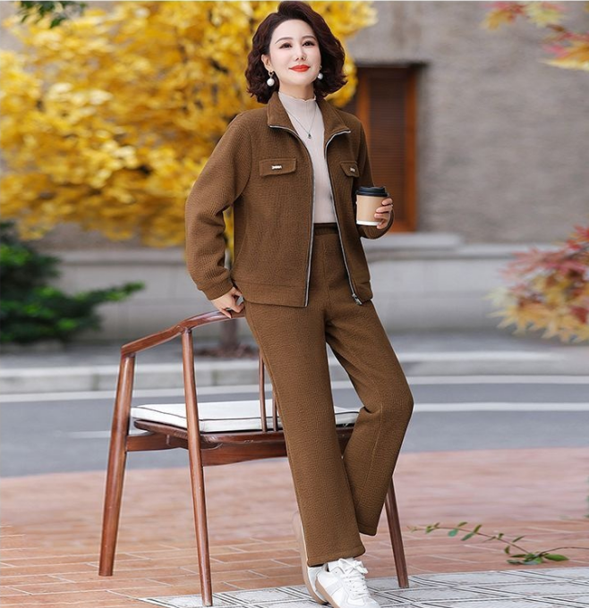 【50% отстъпка】【M-4XL】Дамски ежедневен плюшен и дебел костюм (сако + панталон)