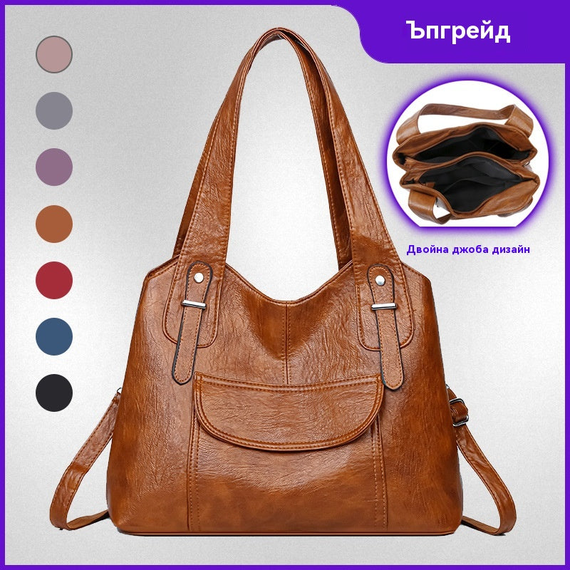 💥👜【50% отстъпка】💥2025 нова дамска висококачествена ретро чанта за рамо с голям капацитет, модерна мека кожа, текстура онлайн💖