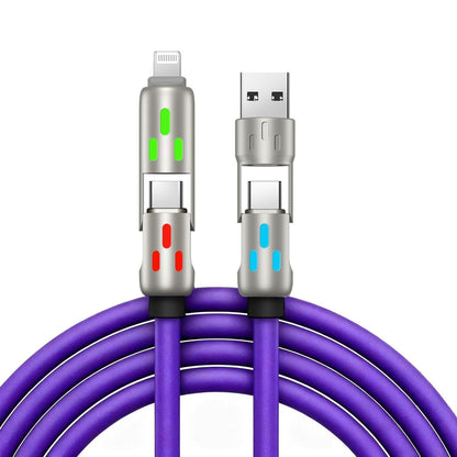 🔥 (2 m długości) 4-w-1 kabel do szybkiego ładowania PD 240 W – obsługuje szybkie ładowanie USB-C, Lightning i USB-A; wykonany ze stopu aluminium i silikonu; obsługuje synchronizację danych ⚡📱