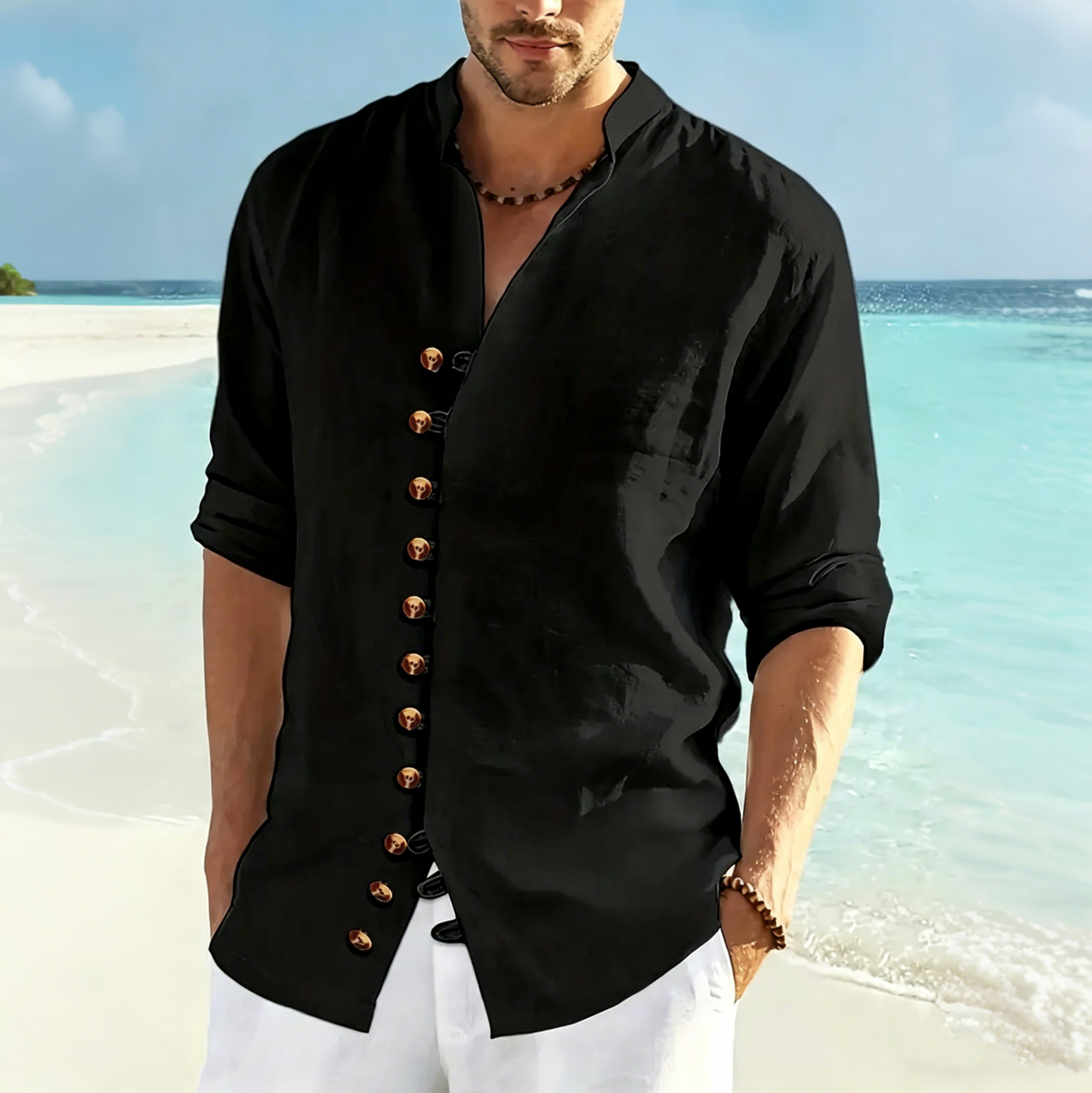 👔50% de descuento🔥 Camisa de verano de manga larga para hombre, confeccionada en lino y algodón ✅️Pago contra entrega