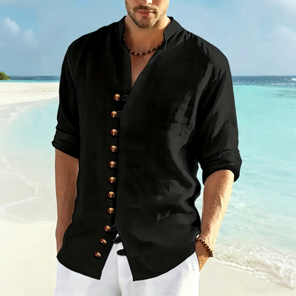 👔50% de descuento🔥 Camisa de verano de manga larga para hombre, confeccionada en lino y algodón ✅️Pago contra entrega