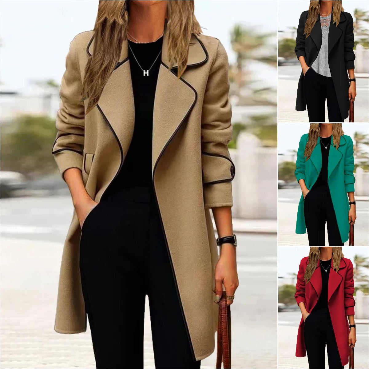 💖🔥【50 % popust】[M-4XL] Ženski dvostranski kašmirski plašč jesen/zima 2025, srednje dolg, eleganten in udoben