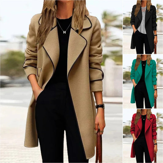 💖🔥【50 % popust】[M-4XL] Ženski dvostranski kašmirski plašč jesen/zima 2025, srednje dolg, eleganten in udoben