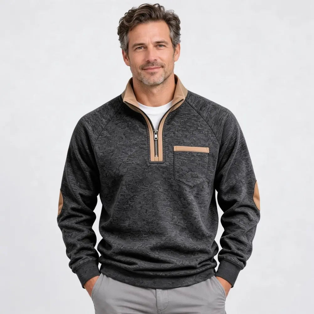 ✨🧥【1 unidad, S–3XL】Sudadera con aislamiento térmico y media cremallera para hombre, con detalles en contraste; estilo retro, ajuste cómodo y material cálido.