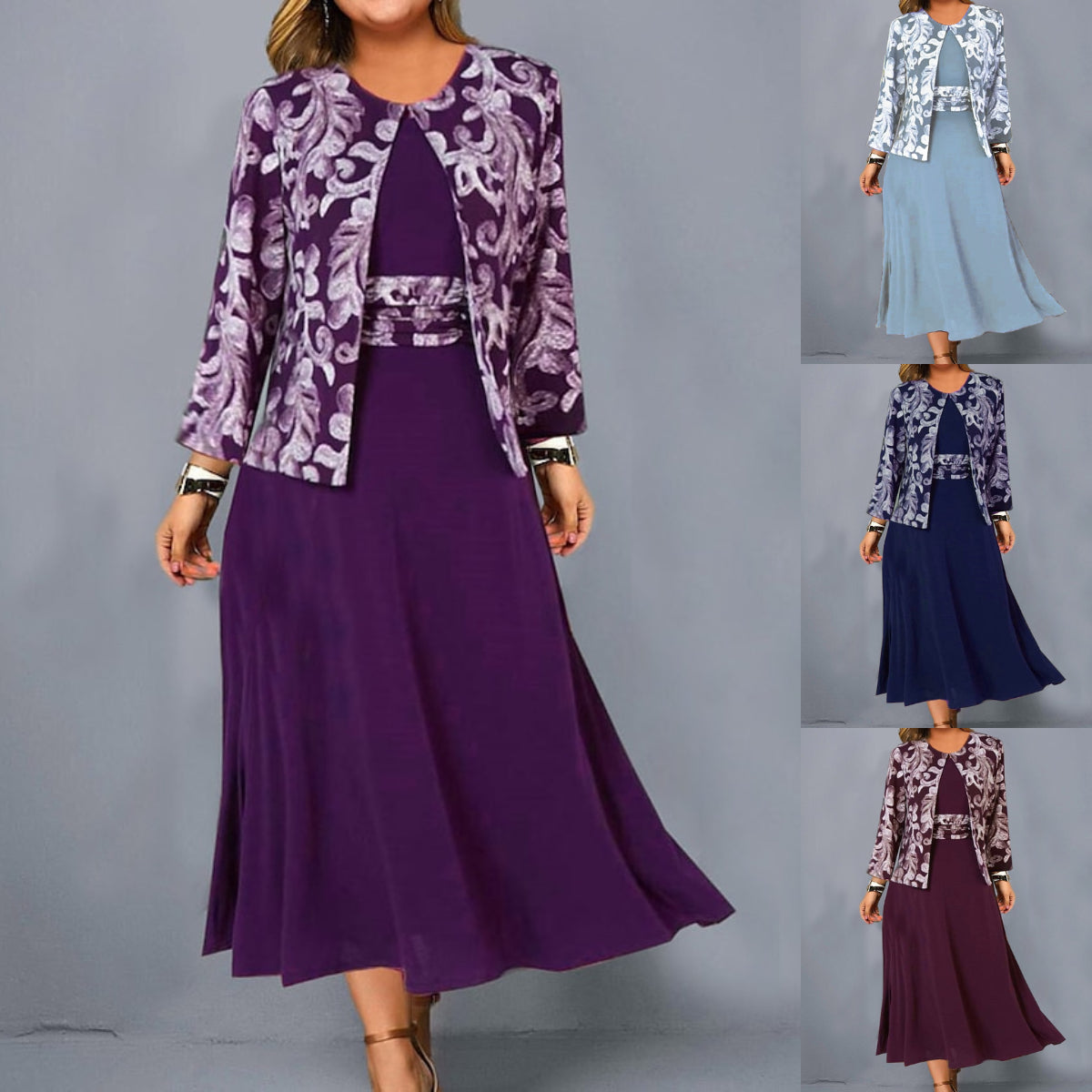 💖【S-3XL】Nowa sukienka bez rękawów + krótka kurtka z nadrukiem, modny damski zestaw na co dzień