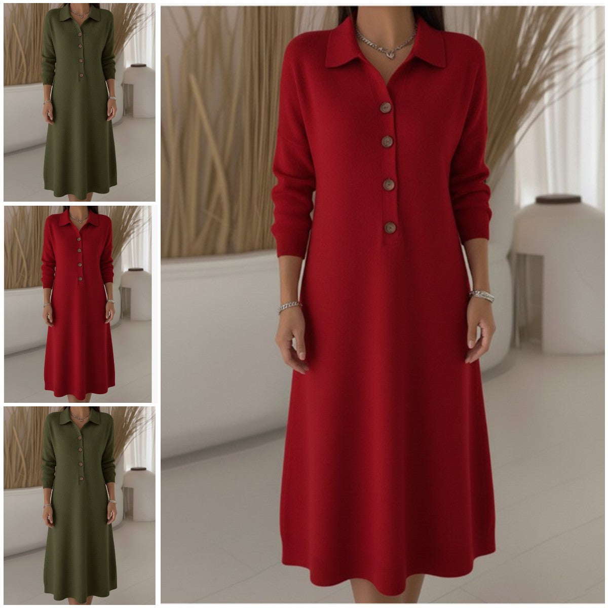 🔥✨ 【Zimska razprodaja - 50 % popust】Visokokakovostna tkanina 【S-3XL】👗 Nova modna pletena obleka 2026